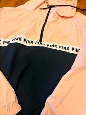 Victoria's Secret PINK Anorak Quarter Zip Colorblock Windbreaker Jacket